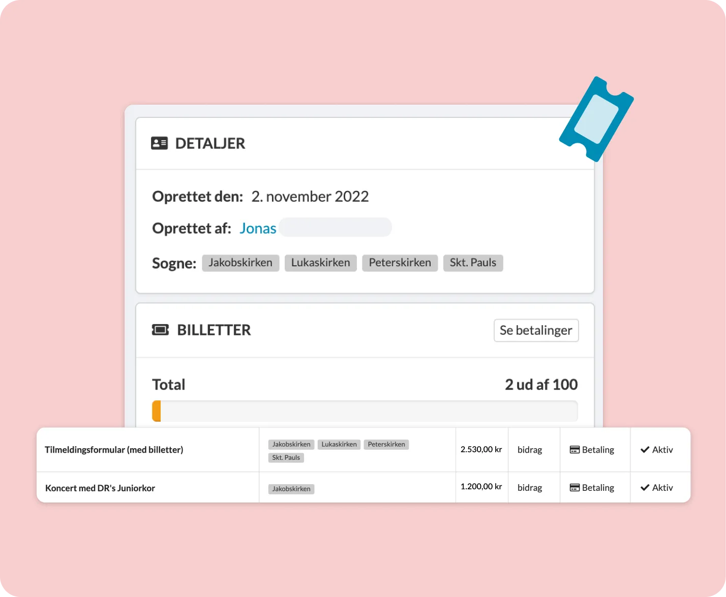 Symbolbillede formular med billet