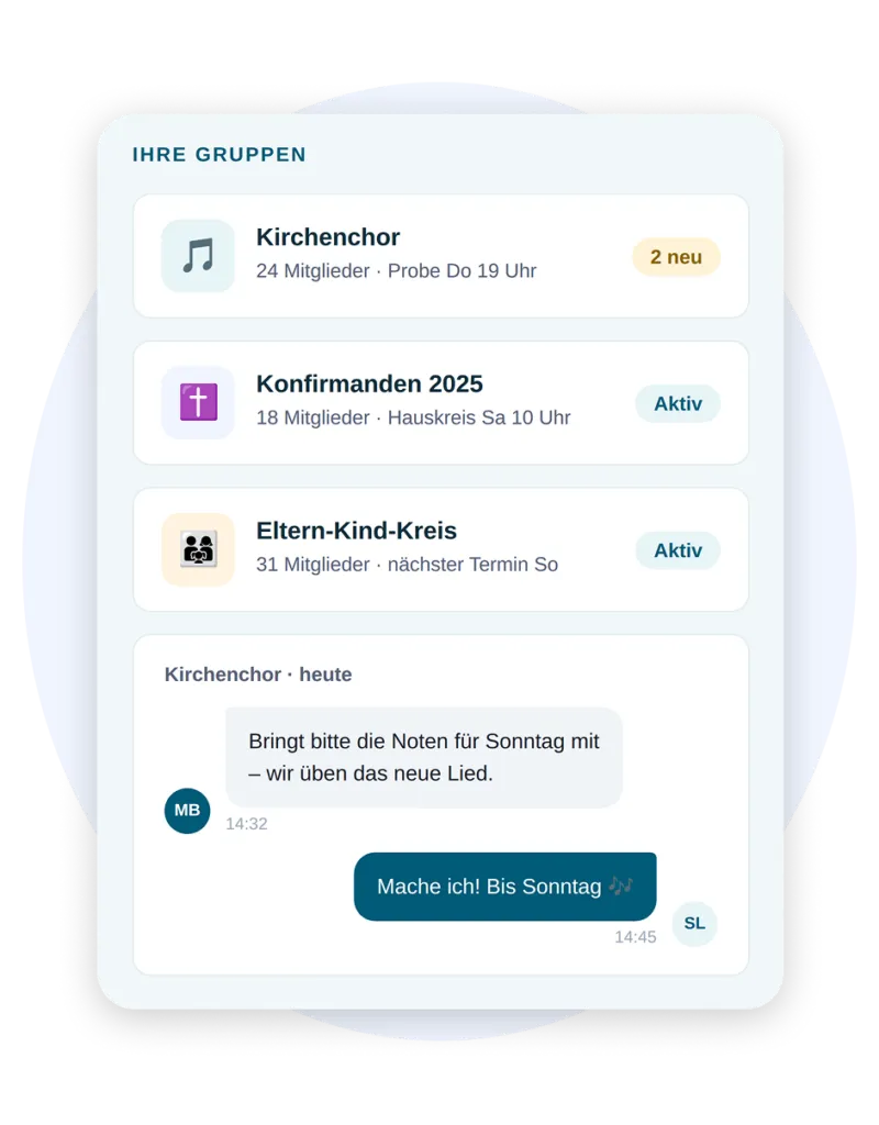 Smartphone with group chats in ChurchDesk Circles