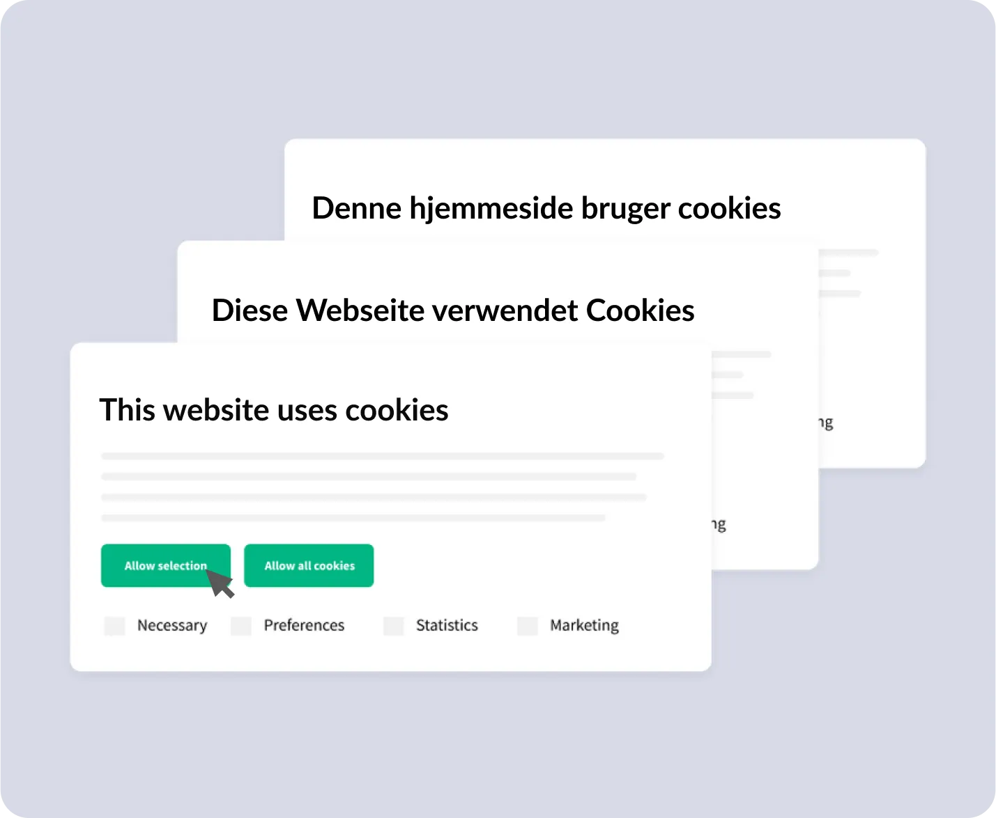 Automatically generated cookie banner in multiple languages