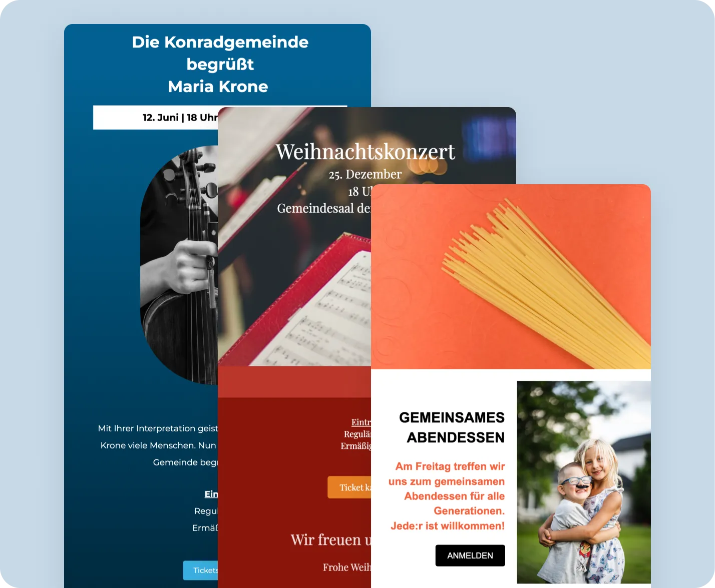 ChurchDesk Studio Editor mit Design-Vorlagen