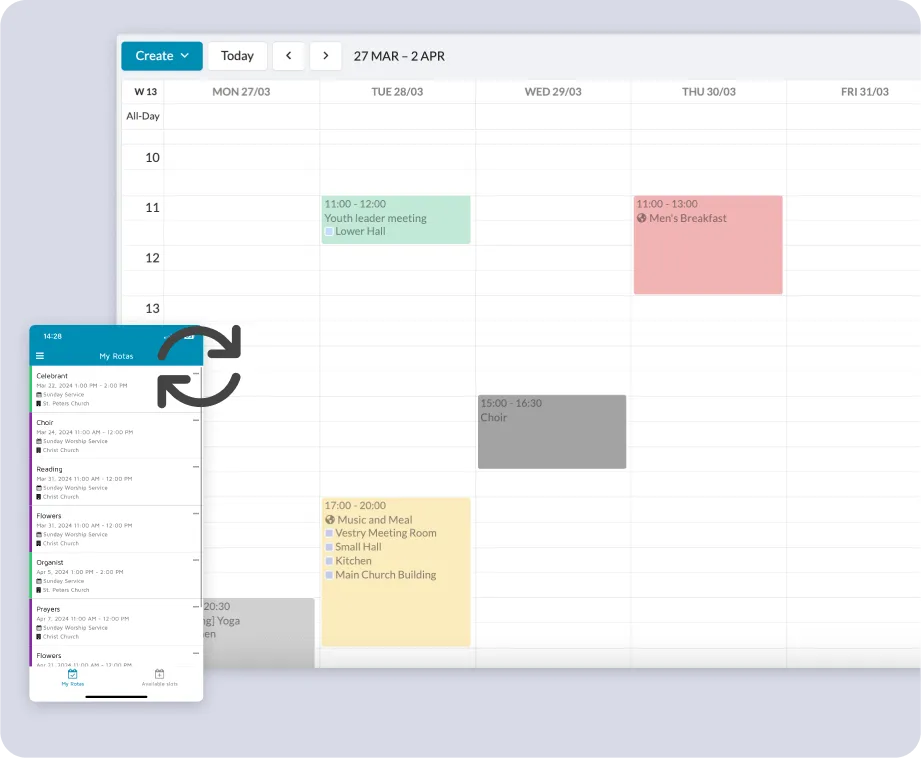 Assigning responsibilities directly in a calendar event