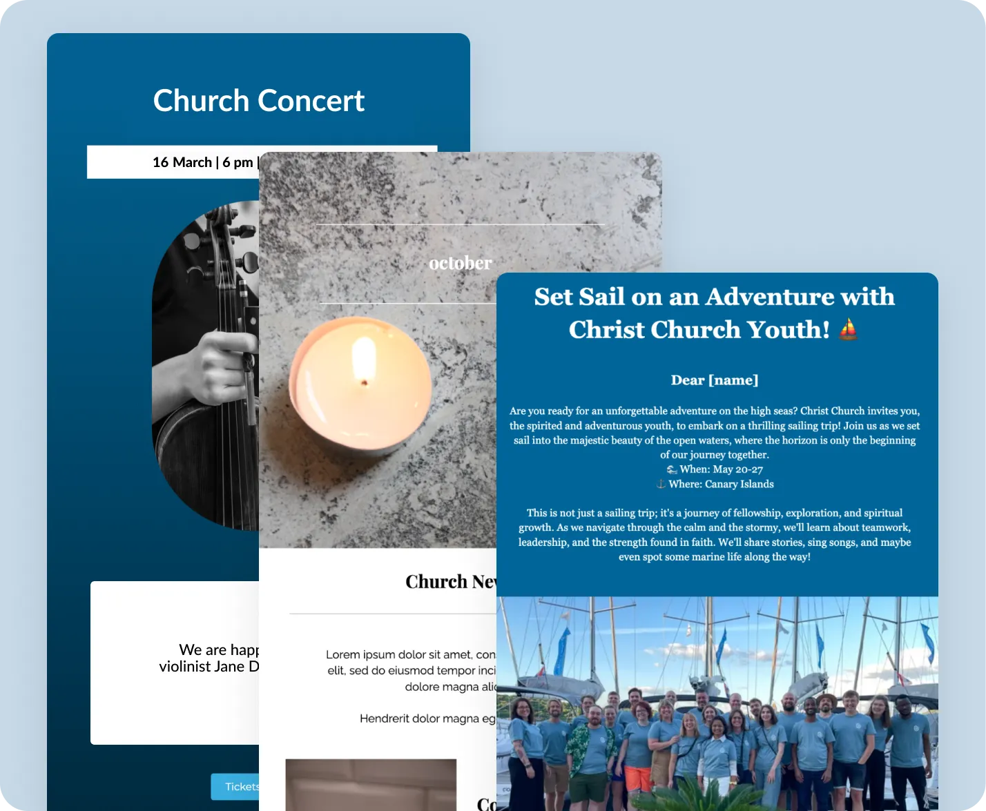 ChurchDesk Studio editor with design templates