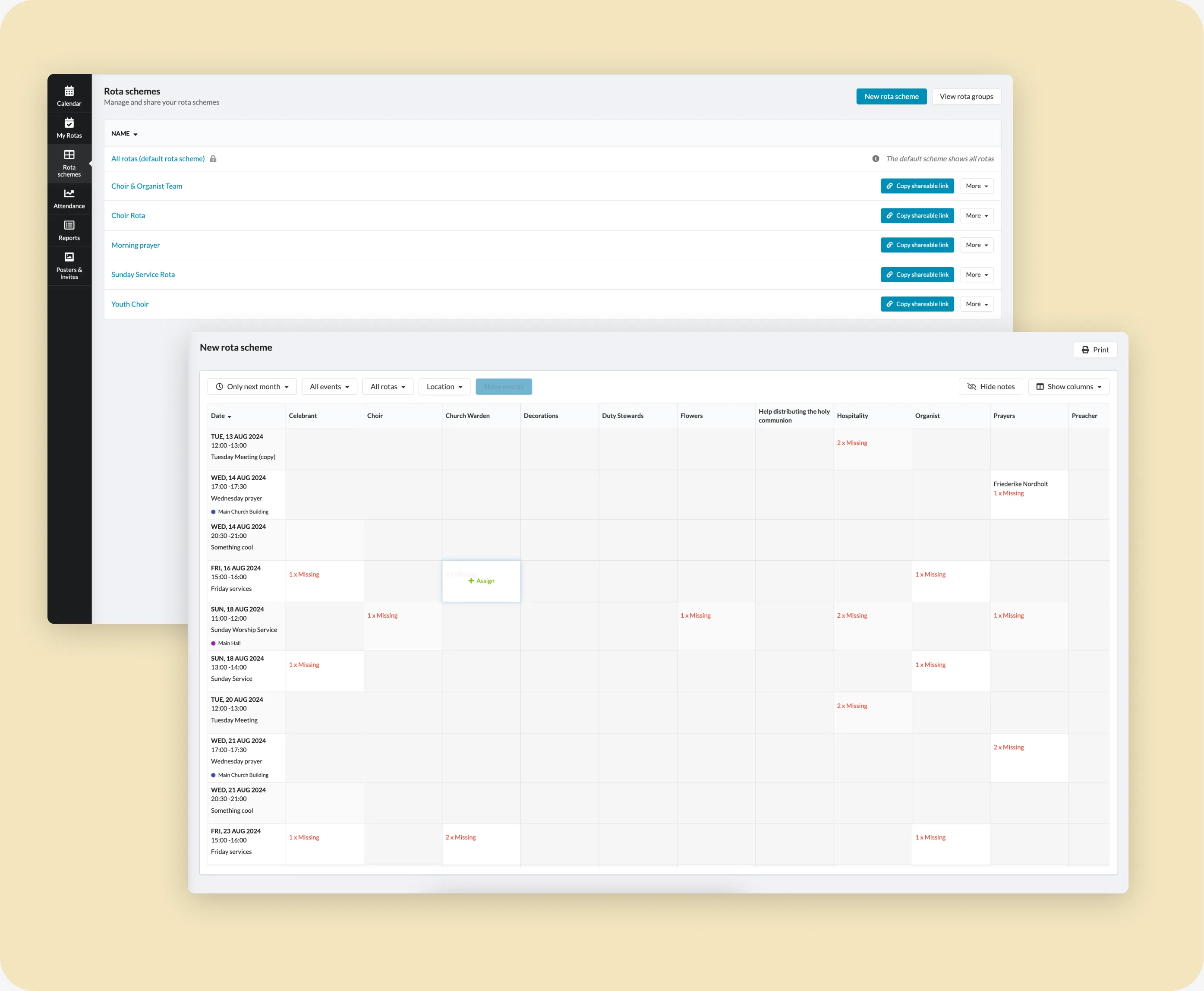 Creating and sharing rota schemes with a single click