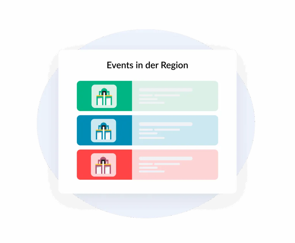 Oversikten «Arrangementer i regionen» i ChurchDesk Portal med arrangementer fra flere menigheter